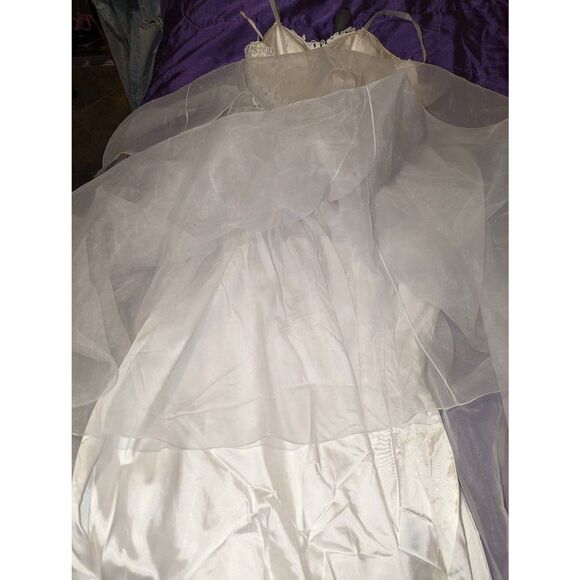 Vintage 90s Alyce Designs White Lace Coquette Dress - Picture 7 of 13